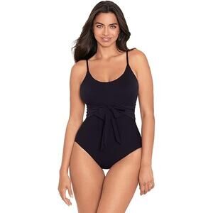 Skinny Dippers Kate Black Soft Cup Tummy Control One Piece Swimsuit Size S NWT